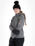 Thumbnail CMP, 39A5006M softshell ski jacket women Black Mel. Melon black, orange 