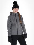 Thumbnail CMP, 39A5006M softshell ski jacket women Black Mel. Melon black, orange 