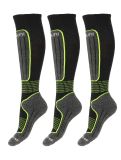 Thumbnail Deluni, Luca 3 Pair ski socks 3 pair kids Black With Neon Green Lines black, green 