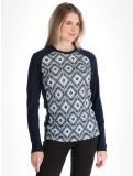 Thumbnail Helly Hansen, W Lifa Merino Midweight Graphics Crew thermal shirt women Navy Star Pixel blue 