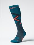 Thumbnail Stox, Merino Skiing compression socks men Teal / Red Fluor green, red 