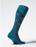 Thumbnail Stox, Merino Skiing compression socks men Teal / Red Fluor green, red 