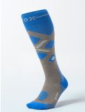 Thumbnail Stox, Merino Skiing compression socks men Taupe / Cobalt blue, grey 