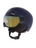 Thumbnail Uvex, Wanted Visor Women Edition ski helmet with visor unisex Polar Sparkle / Mirror Gold blue 