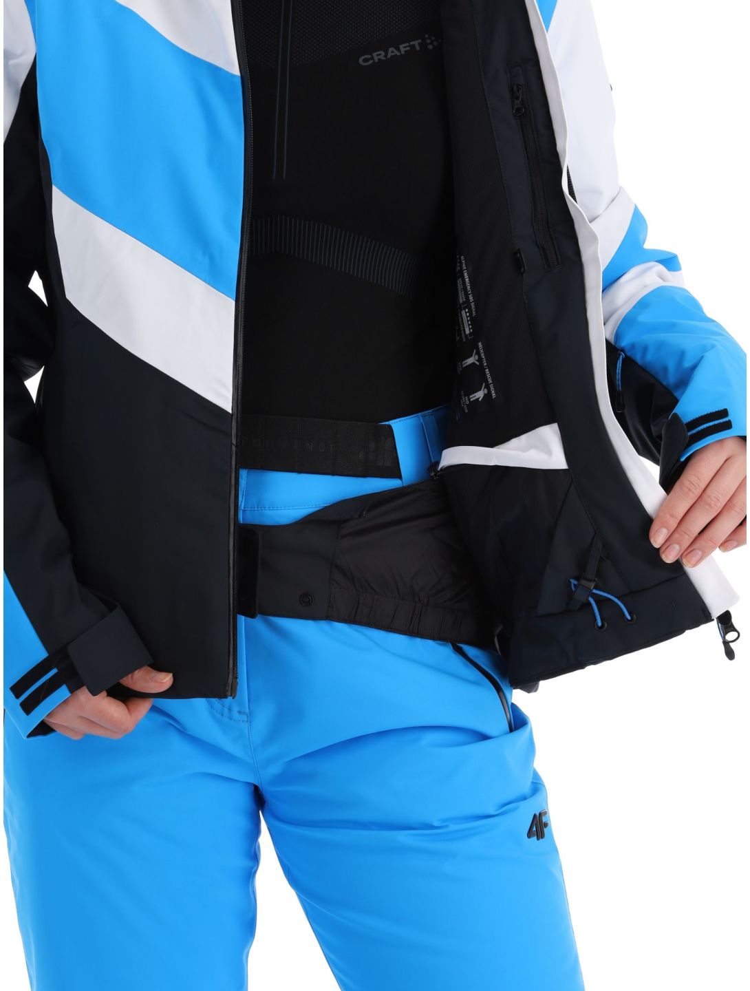 4F, Technical Jacket  F338 ski jacket women Turquoise black, Turquoise, white 