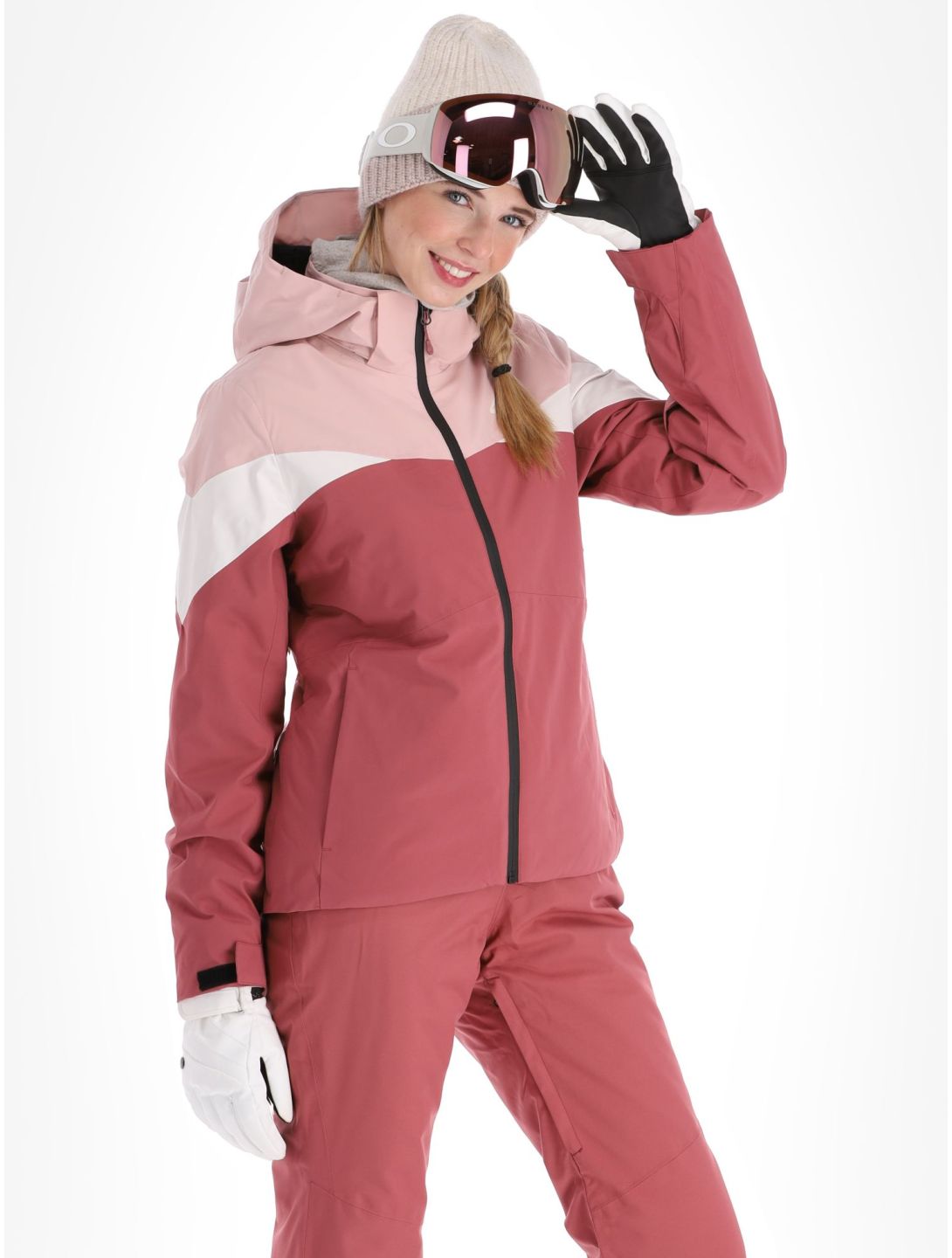 4F, Technical Jacket  F344 ski jacket women Dark Pink beige, pink 