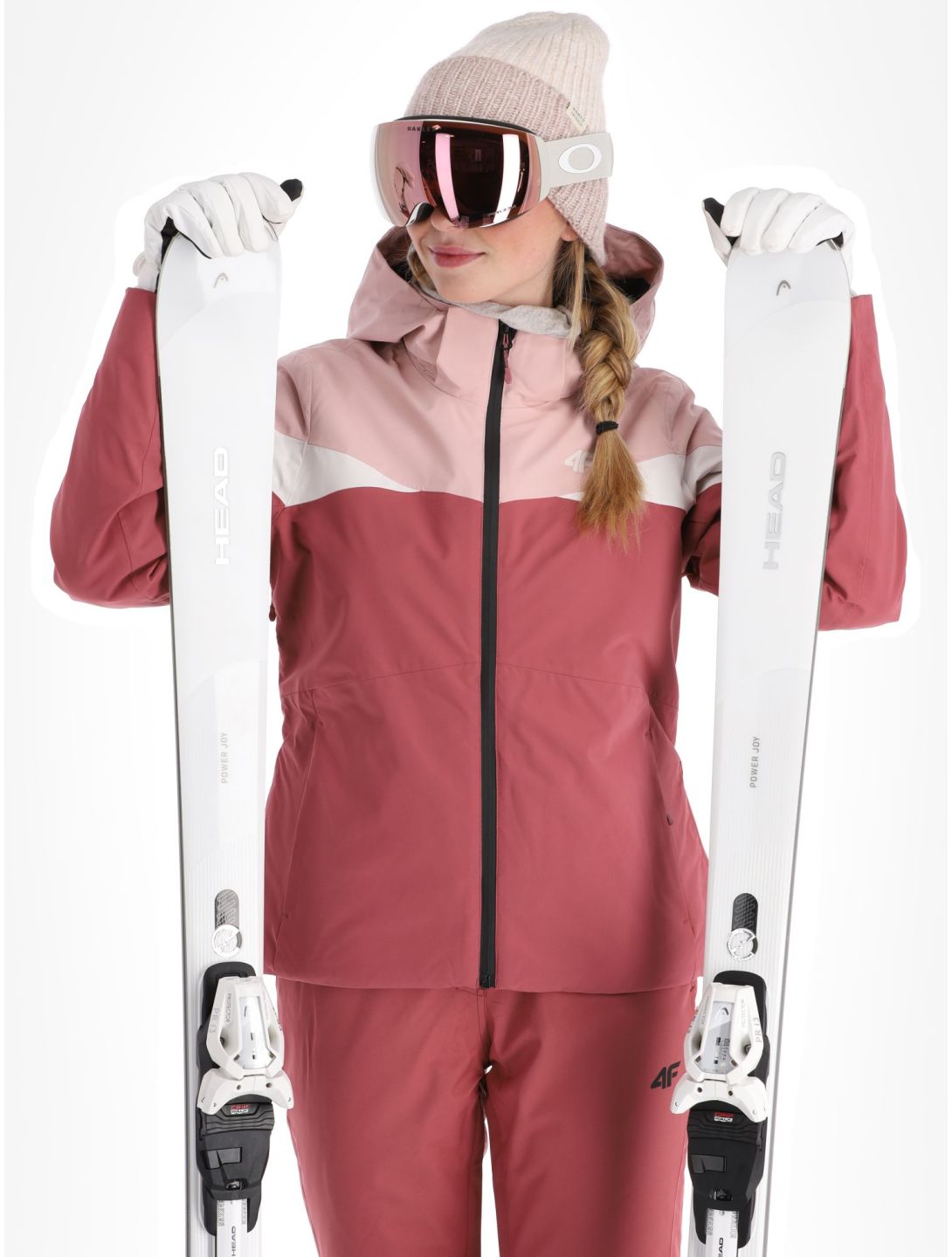 4F, Technical Jacket  F344 ski jacket women Dark Pink beige, pink 