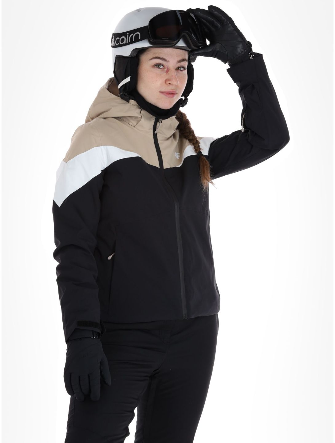 4F, Technical Jacket  F344 ski jacket women Light Brown black, brown 