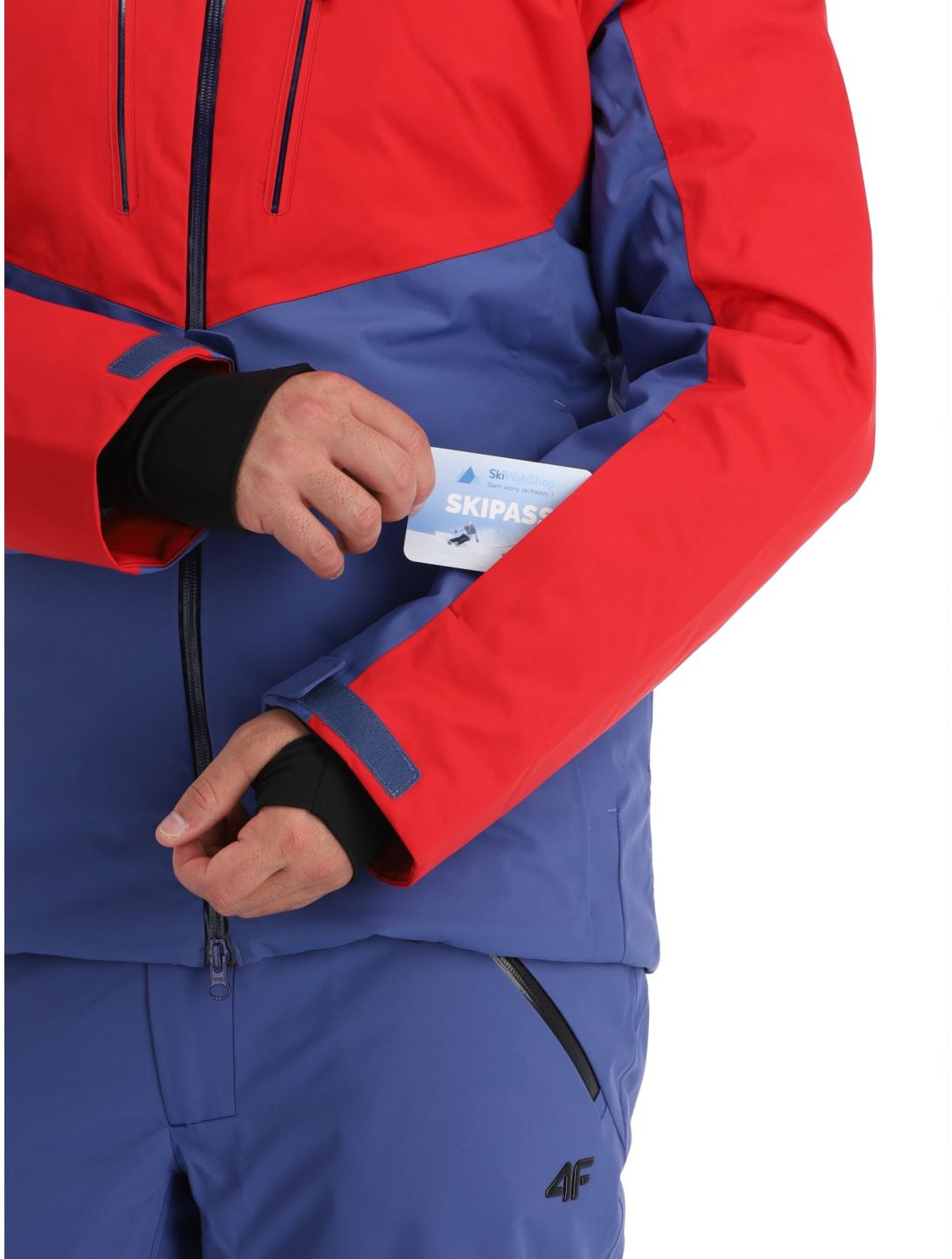 4F, Technical Jacket  M284 ski jacket men Dark Red blue, red 