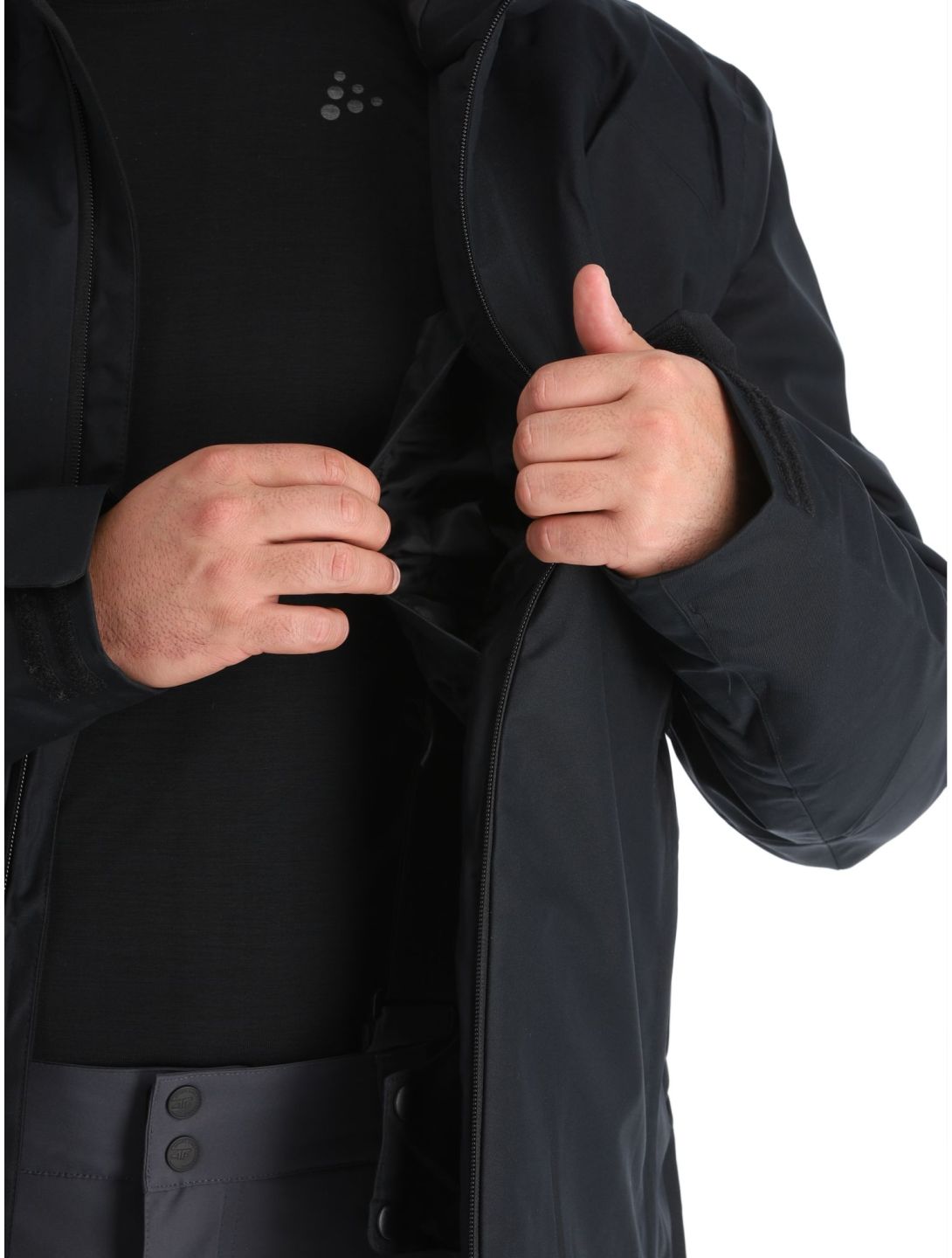 4F, Technical Jacket  M305 ski jacket men Deep Black black 