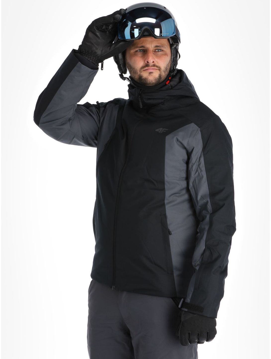 4F, Technical Jacket  M306 ski jacket men Deep Black black, grey 