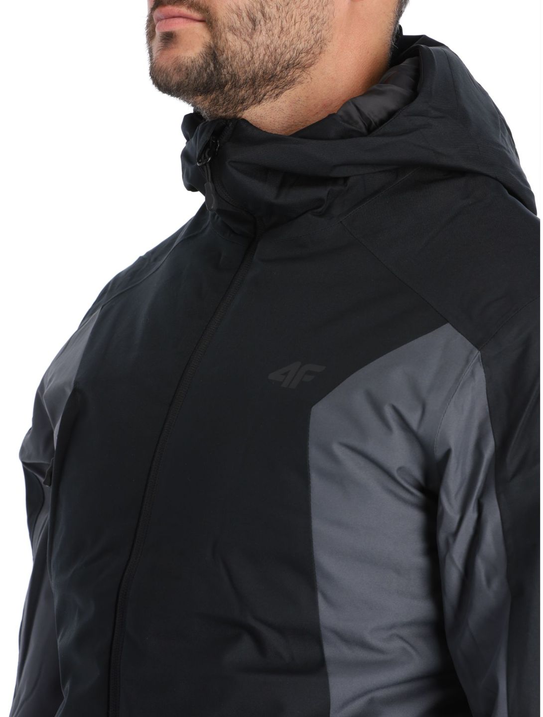 4F, Technical Jacket  M306 ski jacket men Deep Black black, grey 