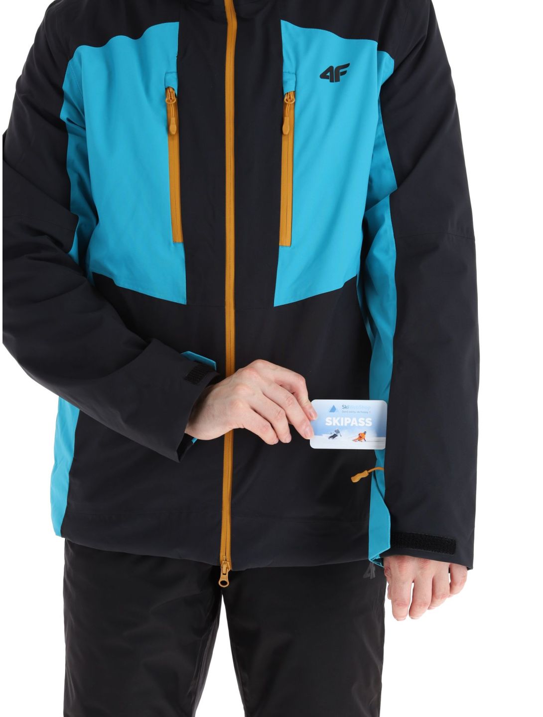 4F, Technical Jacket  M345 ski jacket men Turquoise black, Turquoise 