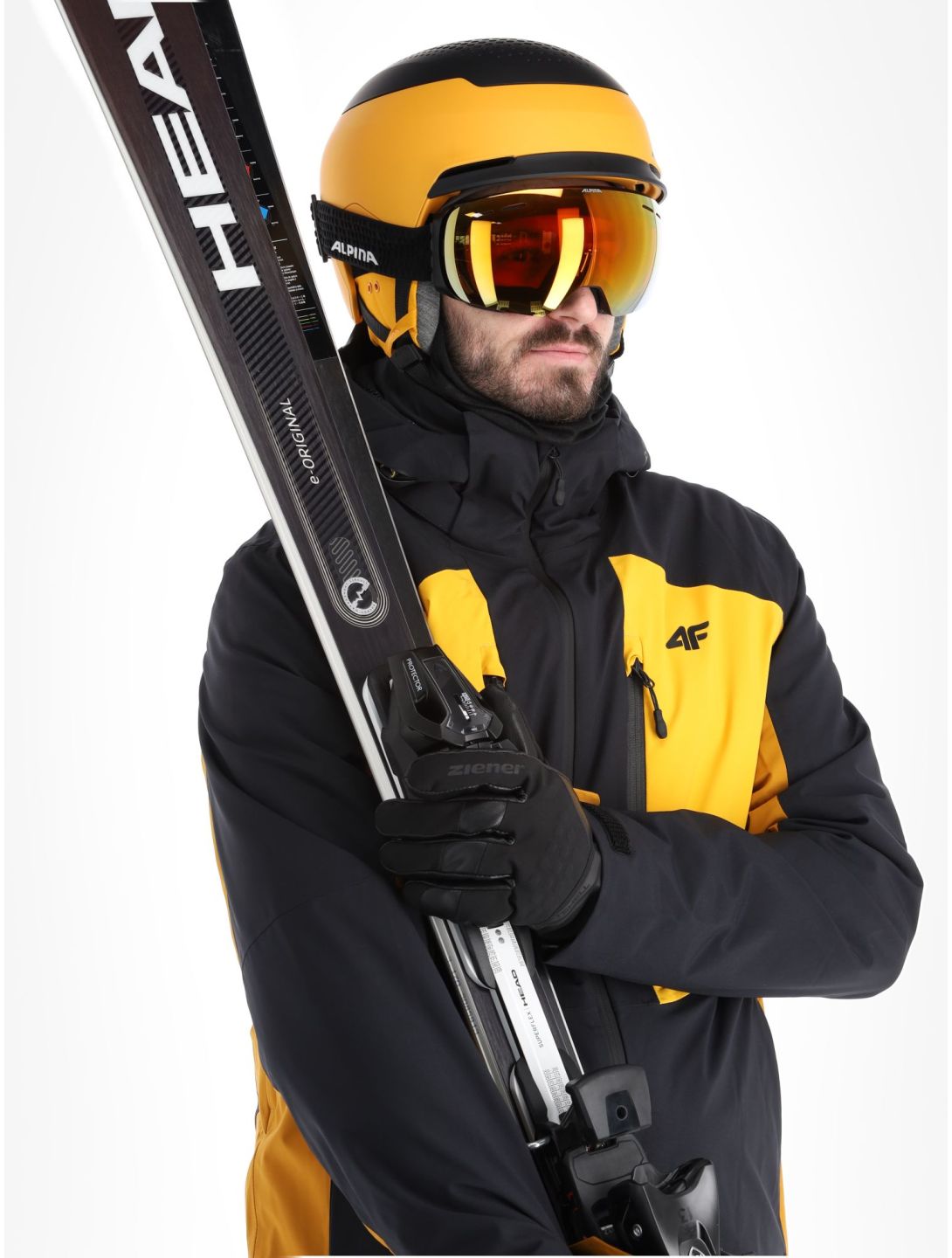 4F, Technical Jacket  M345 ski jacket men Yellow black, brown, yellow 