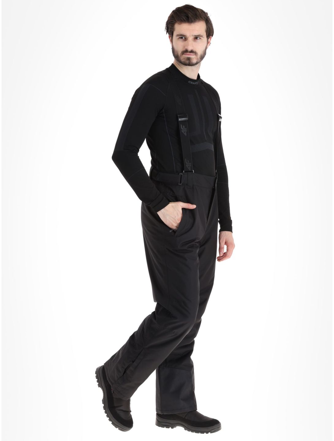 4F, Trousers Fnk  M361 ski pants men Deep Black black 