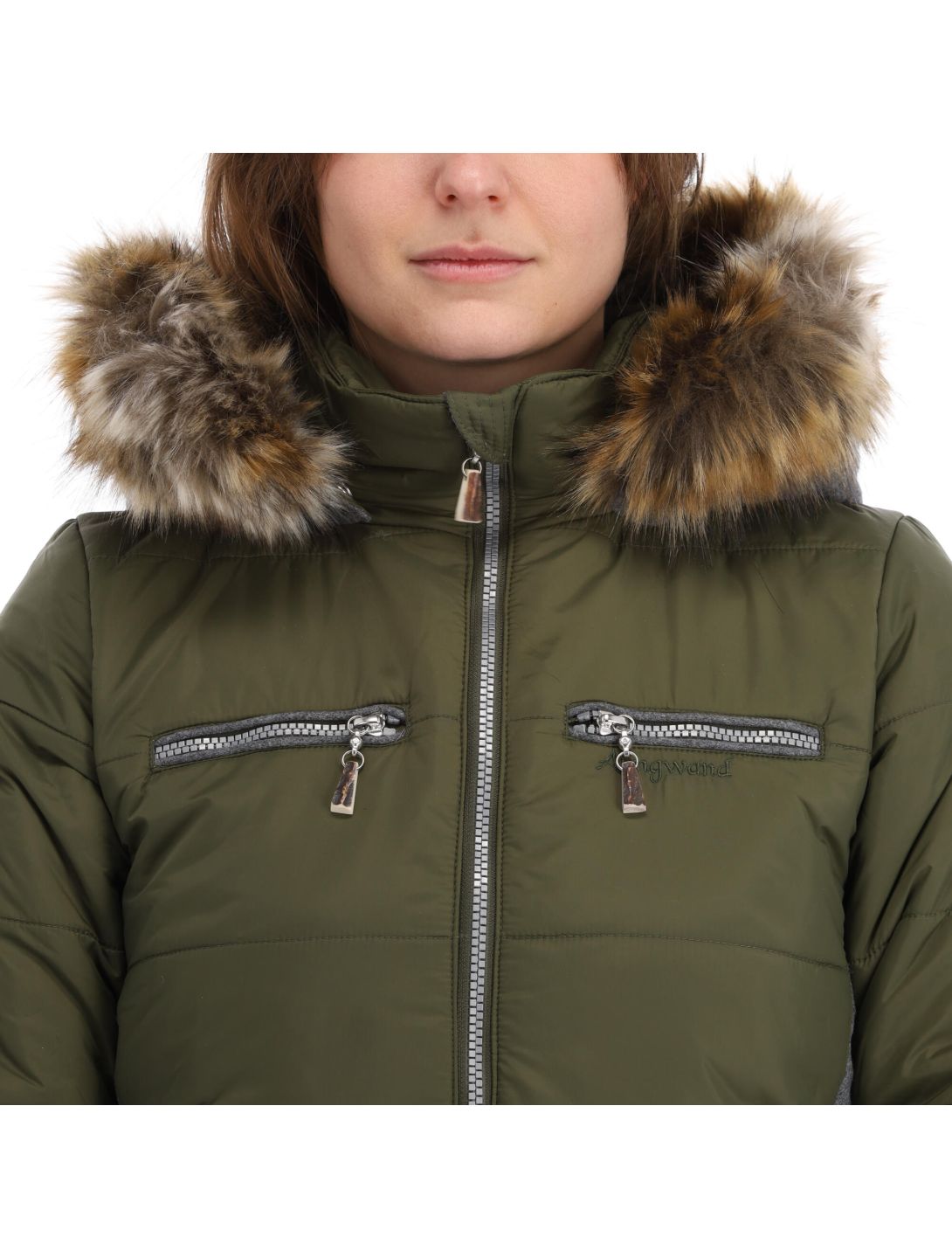 Almgwand, Stongerhohe ski jacket women olive green, grey 