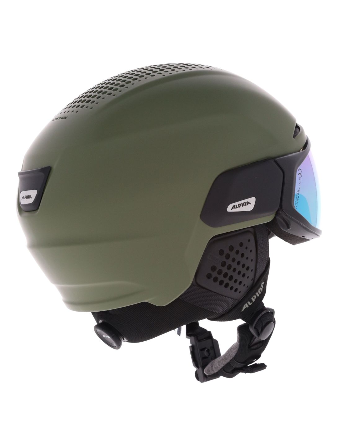 Alpina, Alto Q-Lite ski helmet with visor unisex Olive Matt green 