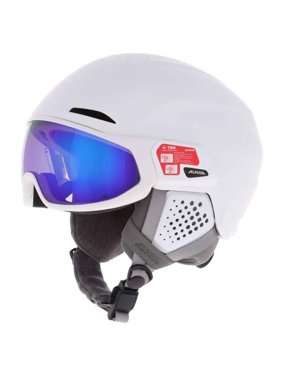 Alpina, Alto Q-Lite ski helmet with visor unisex White Matt (Blue Revo Mirror) white 