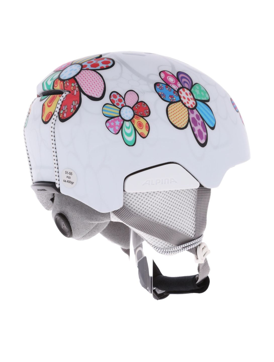 Alpina, Pizi ski helmet kids Patchwork Flower Matt white 