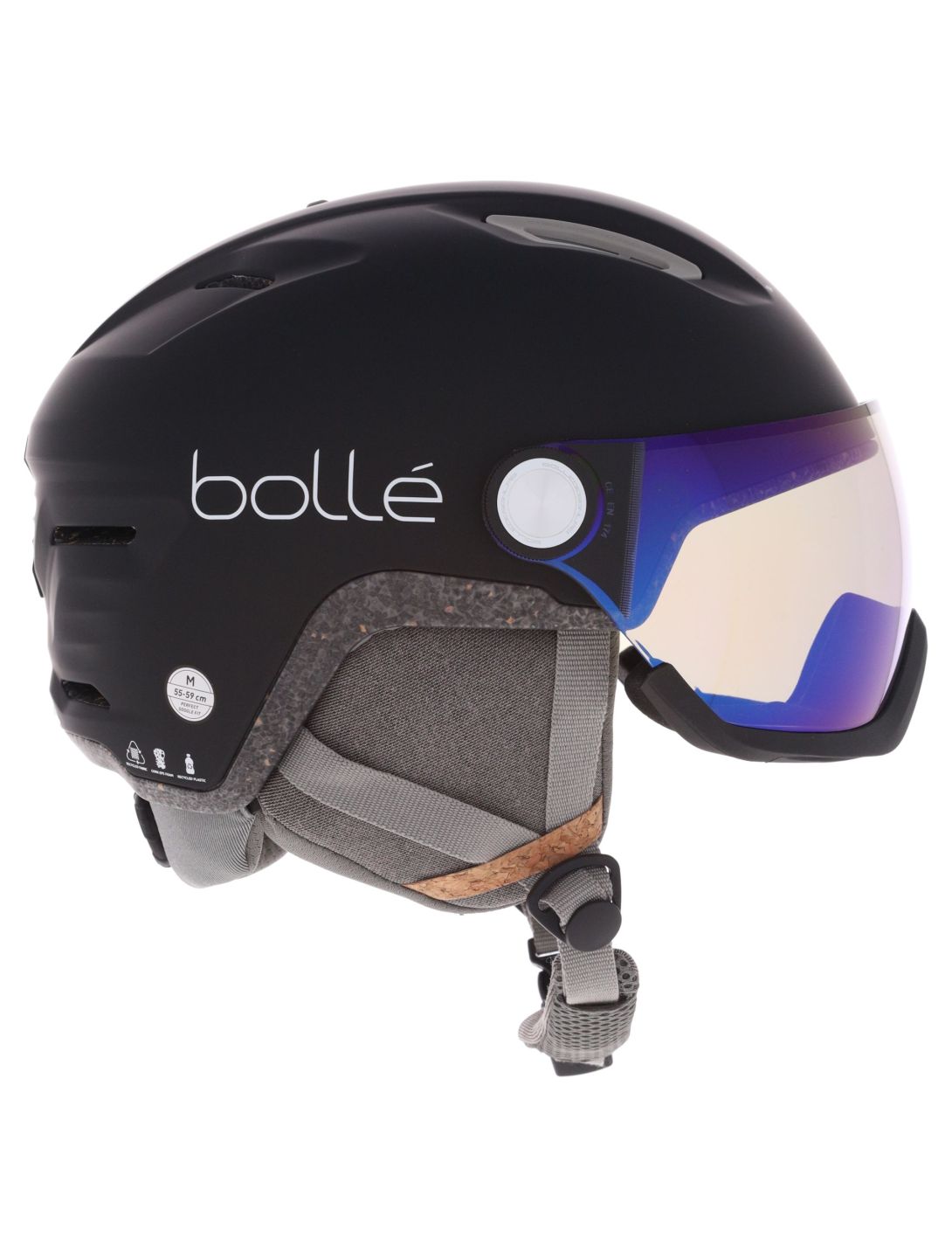 Bollé, Eco V-Atmos ski helmet with visor unisex Black Matte - Photochromic Blue black 