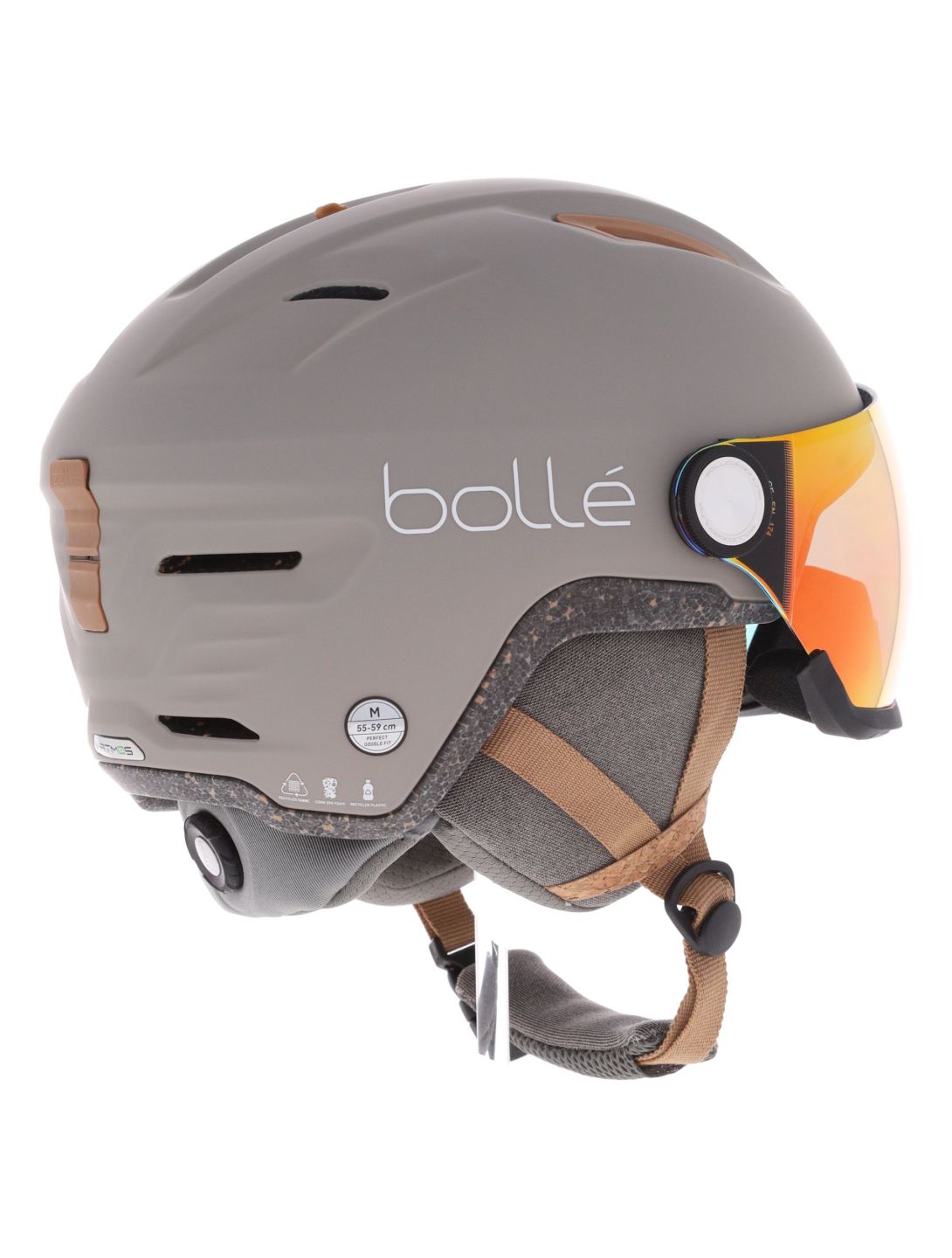 Bollé, Eco V-Atmos ski helmet with visor unisex Oatmeal Matte - Photochromic Blue beige 