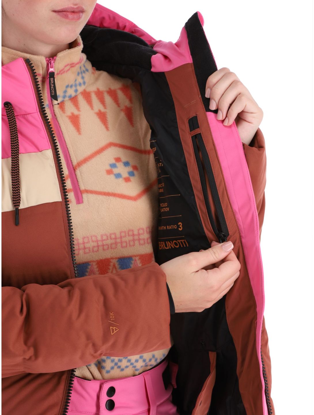 Brunotti, Niagona ski jacket women Mahoganny brown, pink 