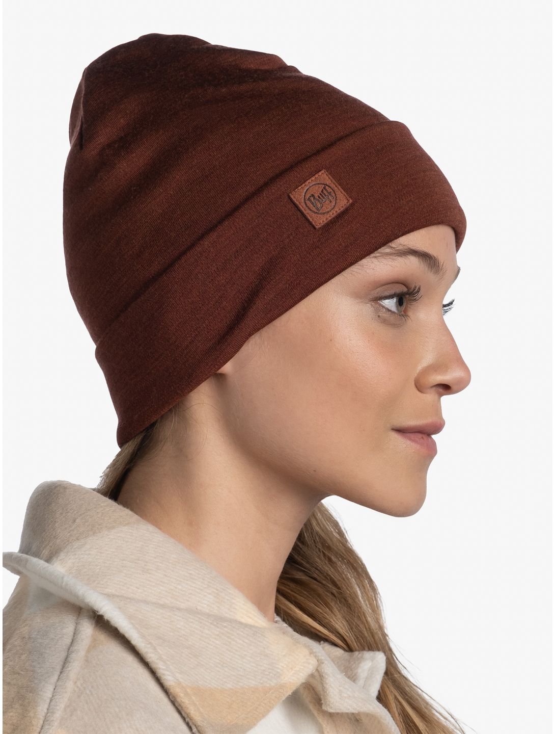 Buff, Merino Heavyweight Beanie beanie unisex Solid Sienna brown 