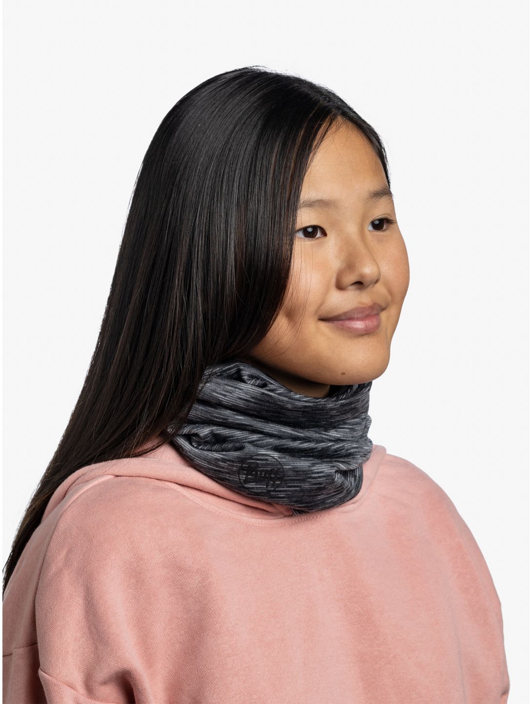 Buff, Merino Lightweight scarf kids Graphite Multistripes grey 