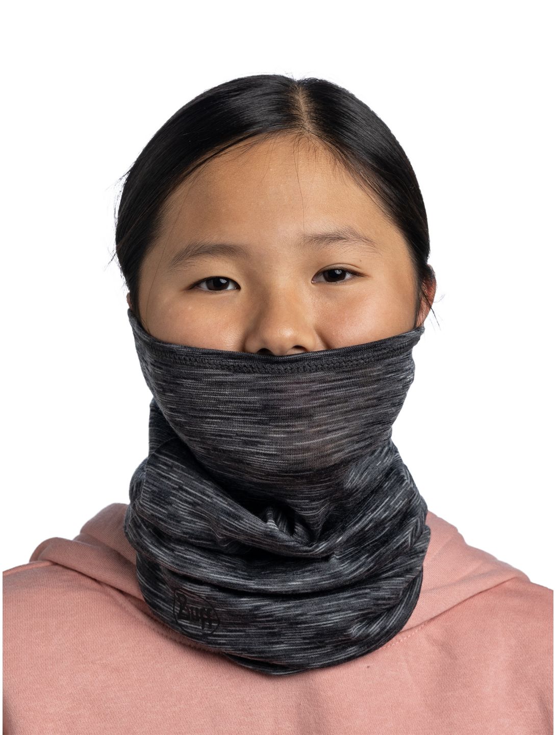 Buff, Merino Lightweight scarf kids Graphite Multistripes grey 