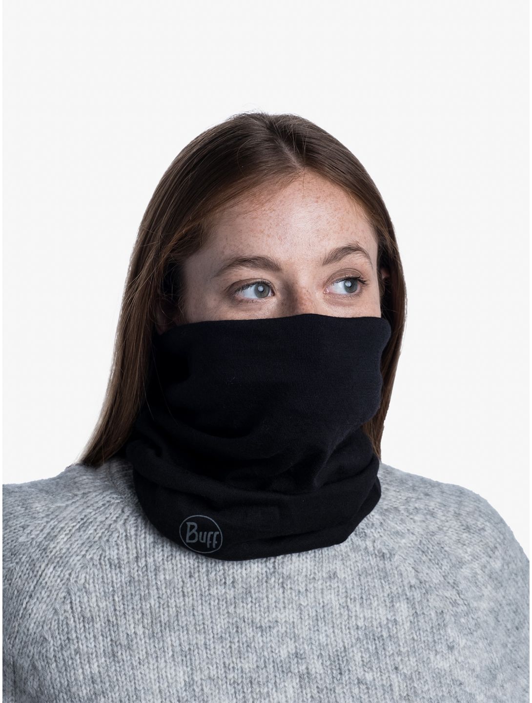 Buff, Merino Midweight scarf unisex Solid Black black 