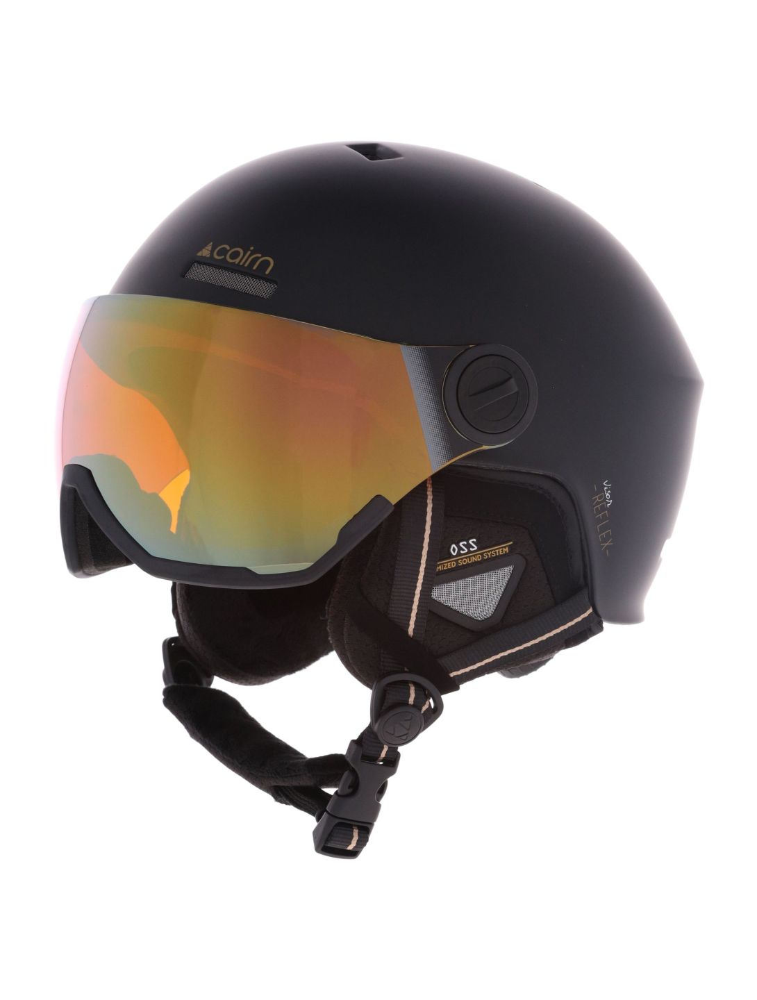 Cairn, Reflex Visor ski helmet with visor unisex Mat Black Gold black 