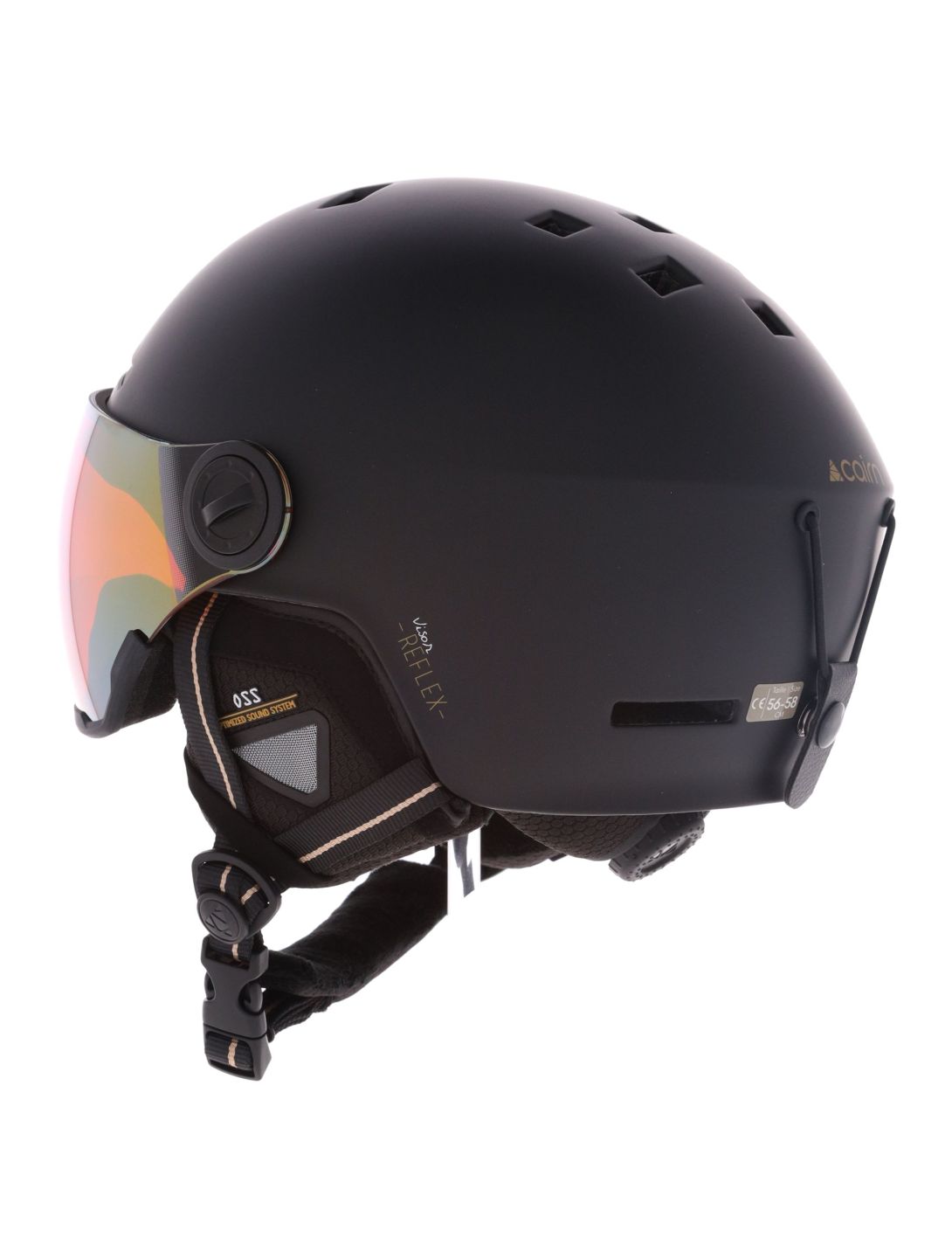 Cairn, Reflex Visor ski helmet with visor unisex Mat Black Gold black 