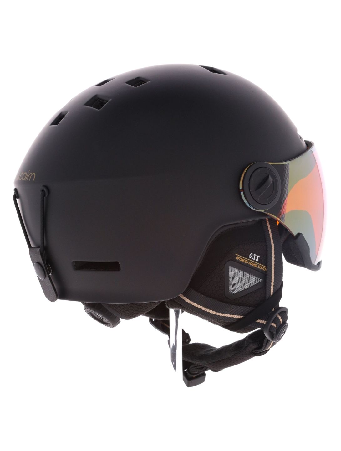 Cairn, Reflex Visor ski helmet with visor unisex Mat Black Gold black 