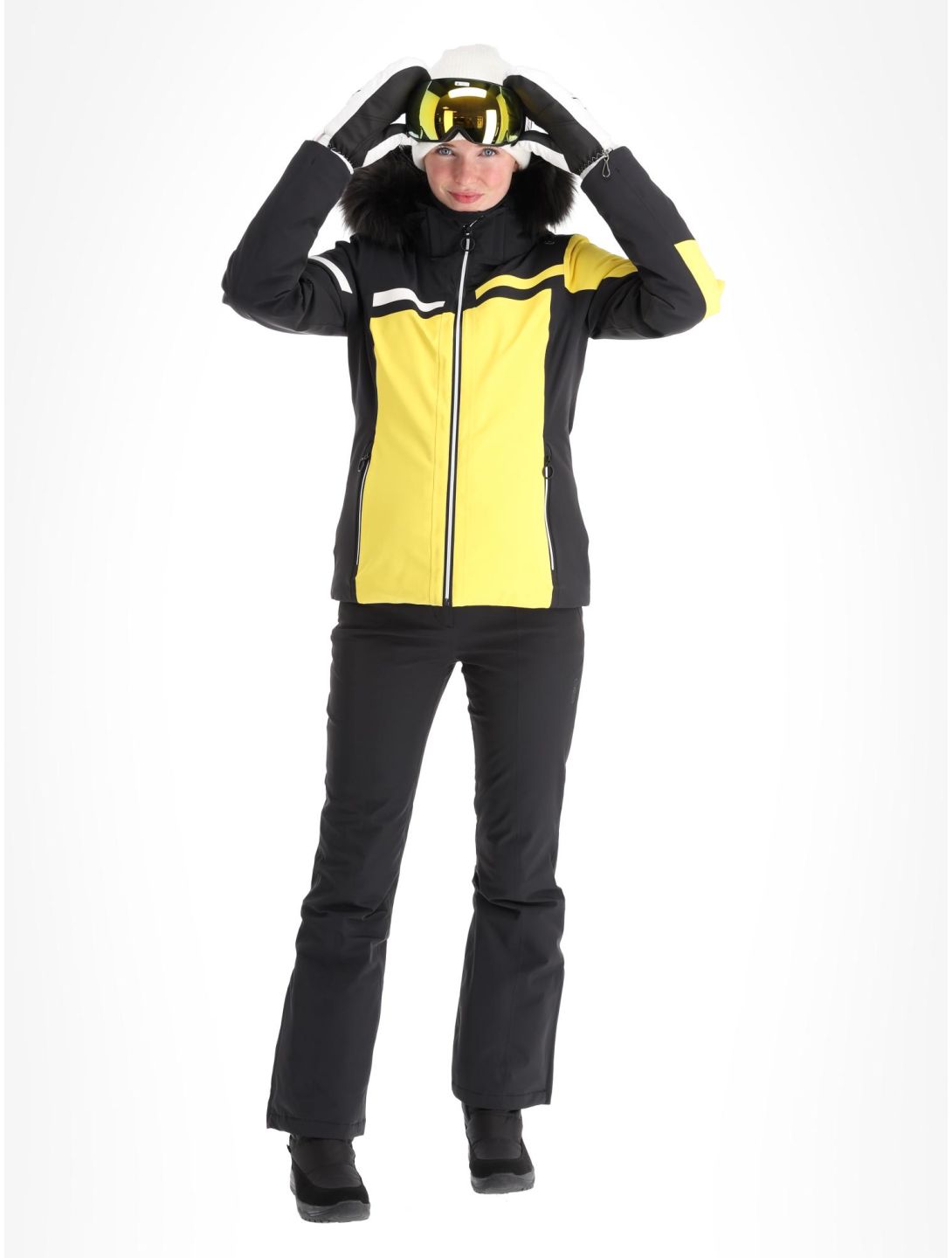 CMP, 33W0296F ski jacket women Winter Sun black, yellow 