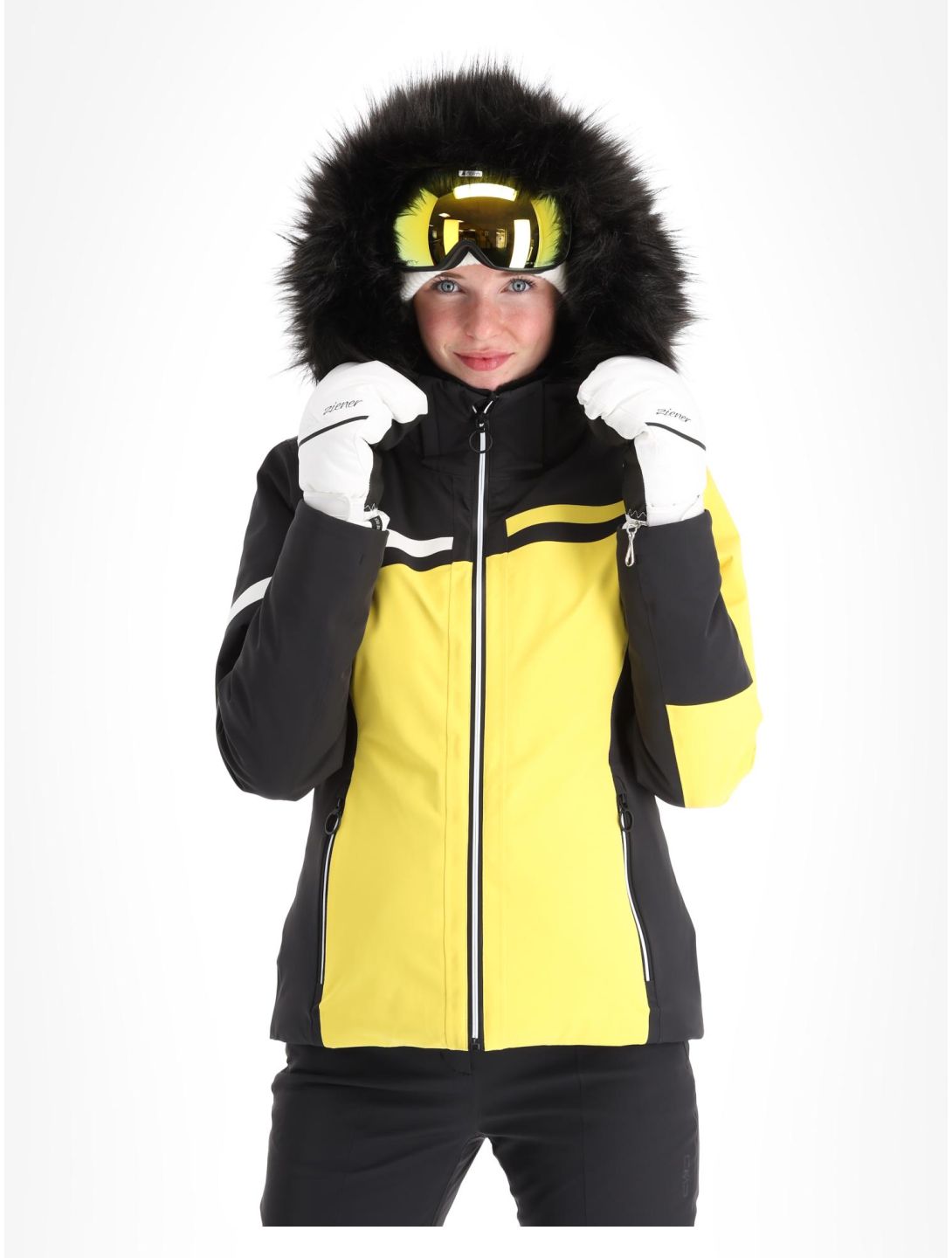 CMP, 33W0296F ski jacket women Winter Sun black, yellow 