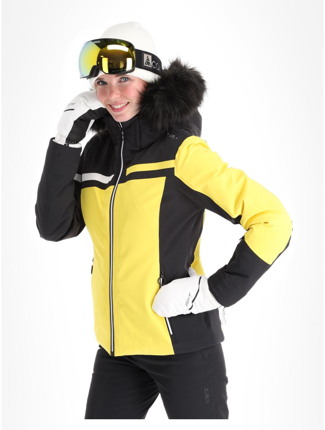 CMP, 33W0296F ski jacket women Winter Sun black, yellow 