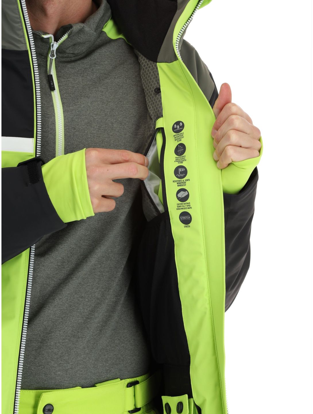 CMP, 33W0747 ski jacket men Acid black, green 