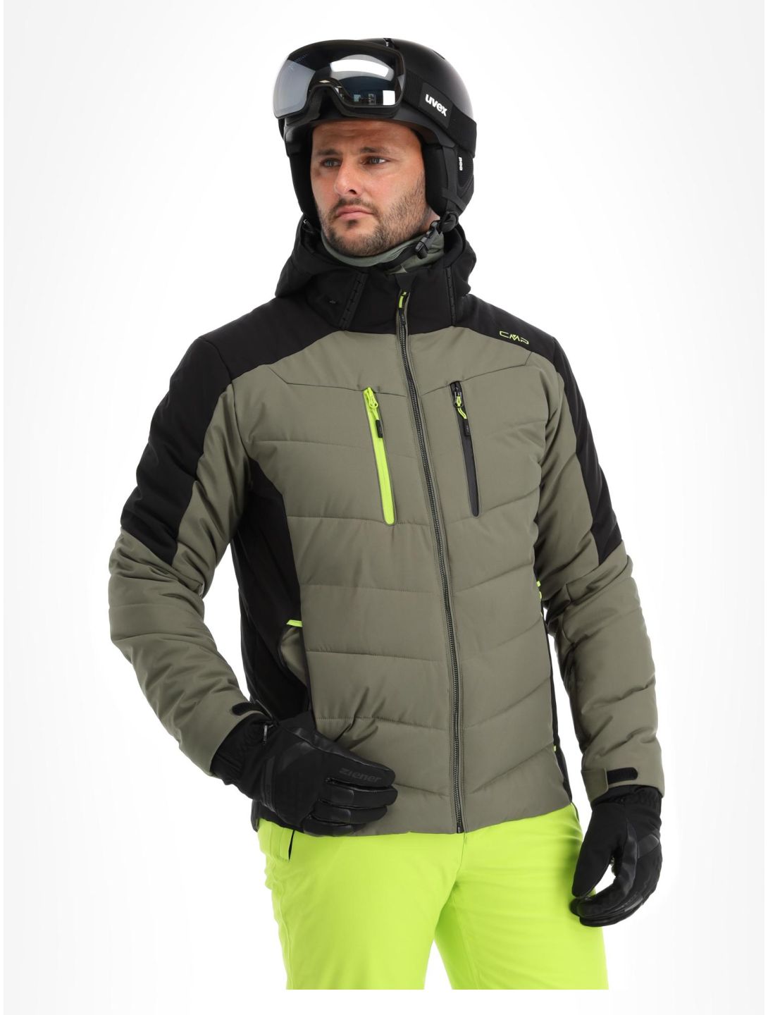 CMP, 33W0837 ski jacket men Kaki black, green 