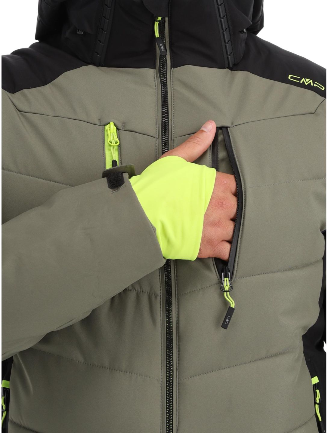 CMP, 33W0837 ski jacket men Kaki black, green 