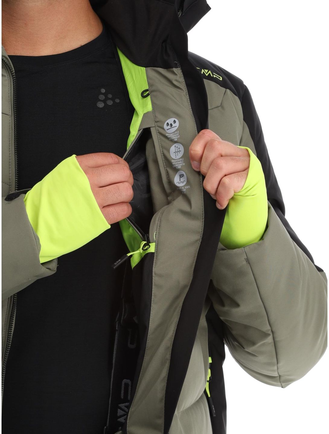 CMP, 33W0837 ski jacket men Kaki black, green 