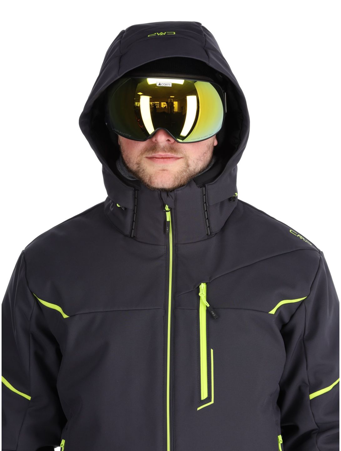 CMP, 33W0897 softshell ski jacket men Anthracite / Acid Yellow grey 