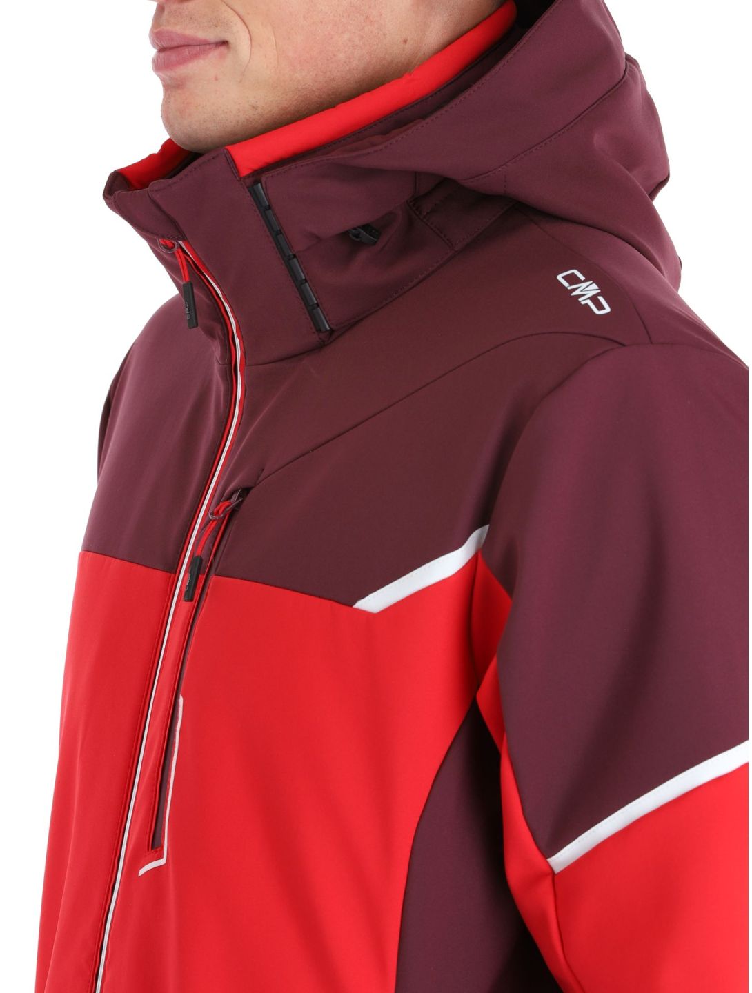 Men's Ski Jacket, Snow, Red, 8000 WP, CMP MAN JACKET ZIP HOOD