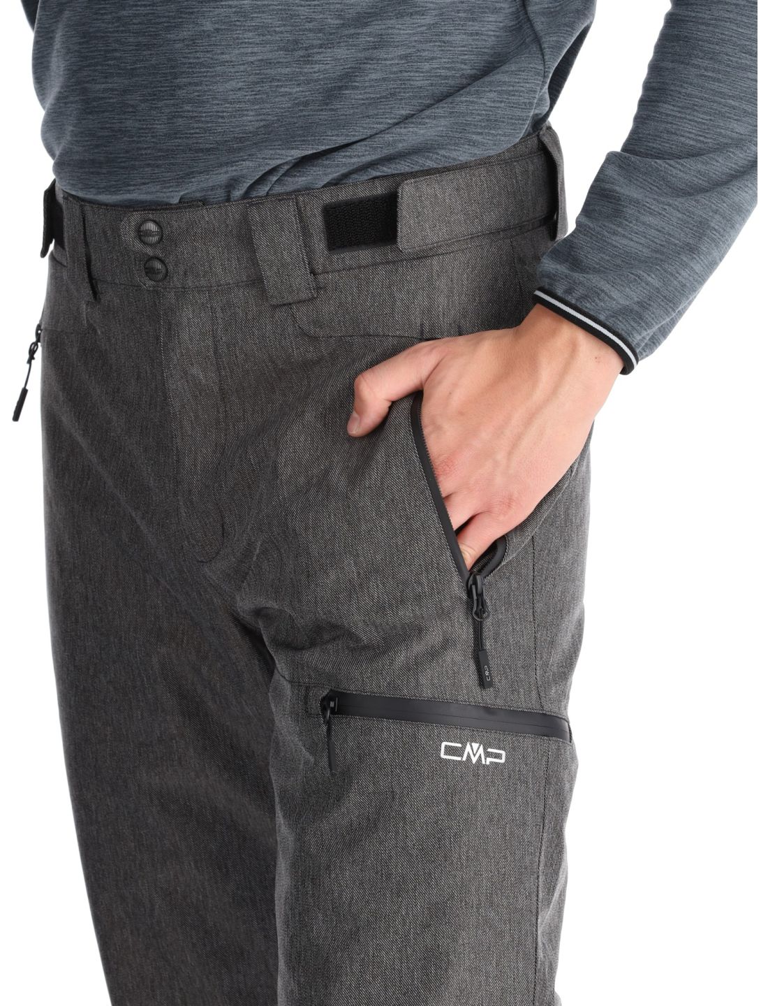 CMP, 34W4387 ski pants men Black Melange grey 