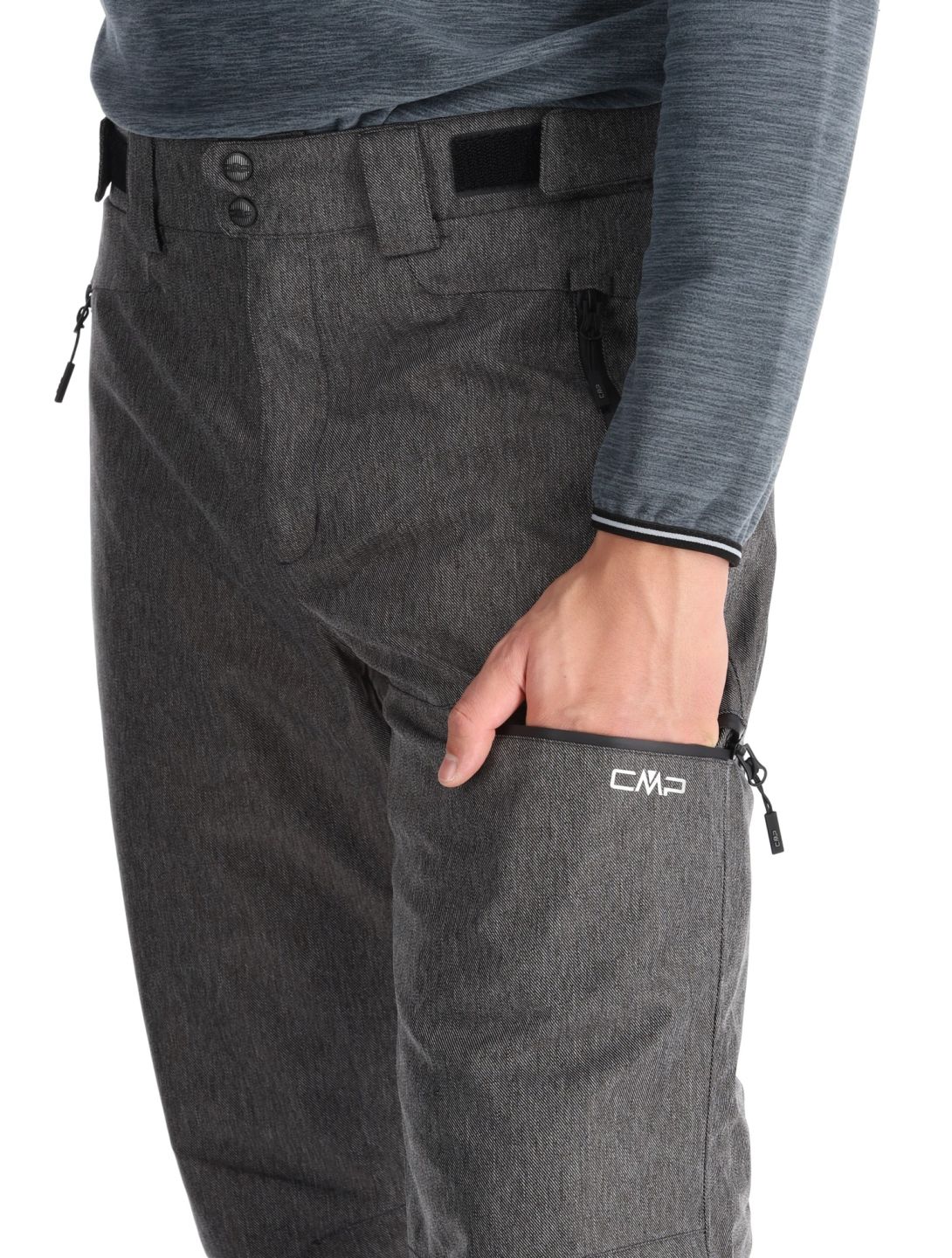 CMP, 34W4387 ski pants men Black Melange grey 