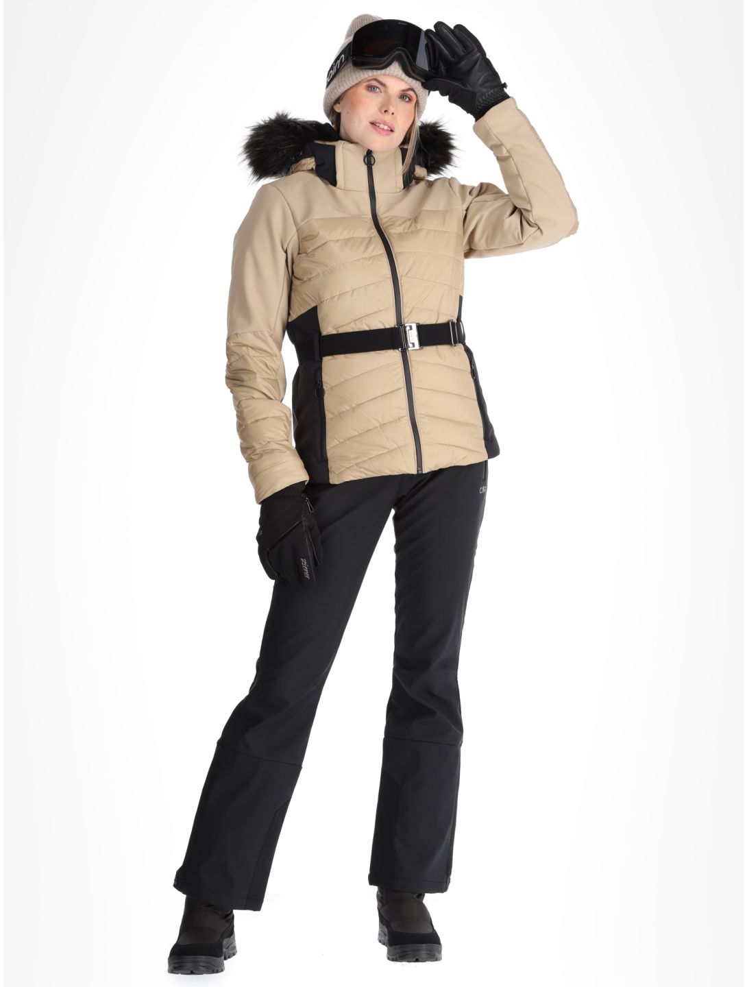 CMP, 34W4436F ski jacket women Sesame brown 