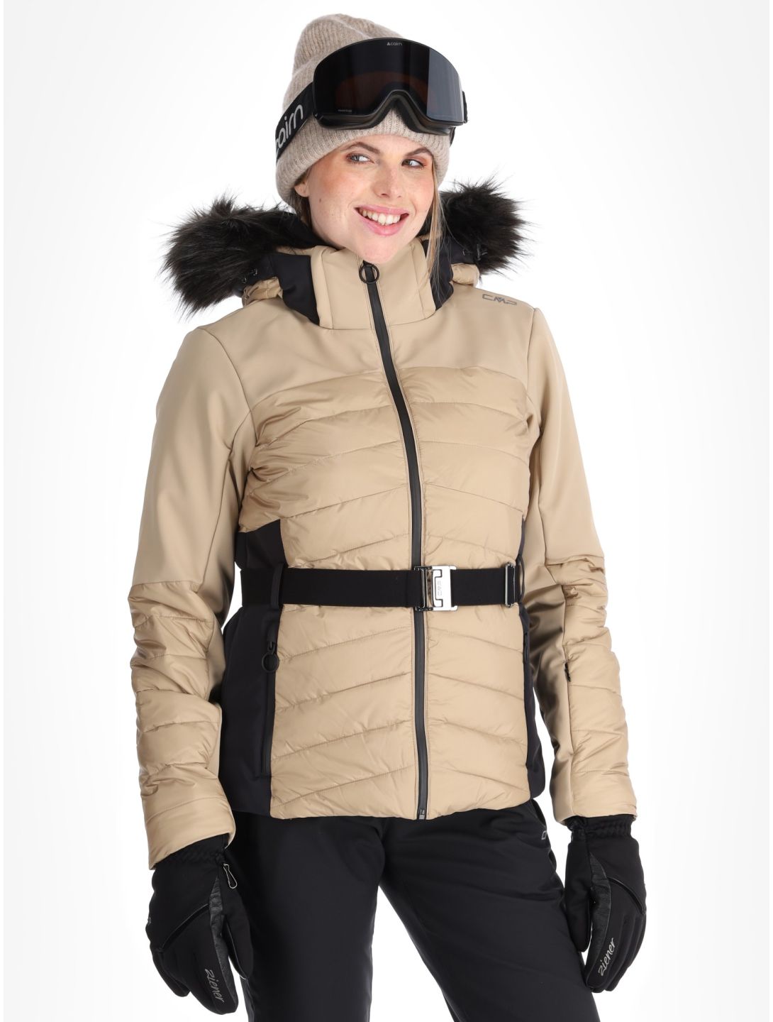 CMP, 34W4436F ski jacket women Sesame brown 