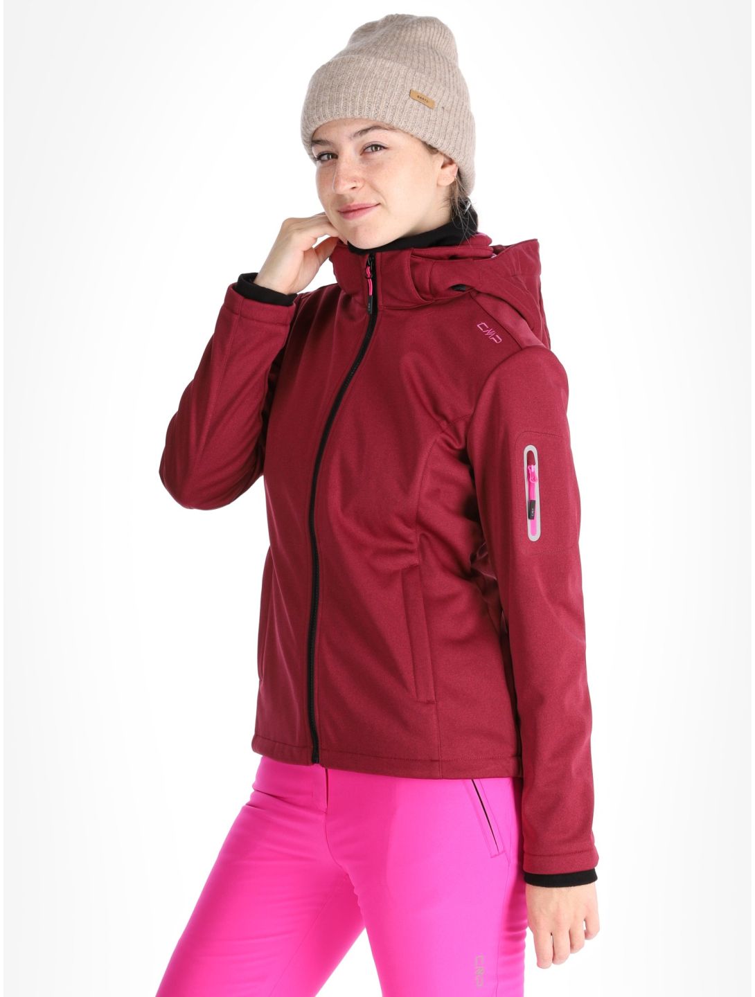 CMP, 39A5006M softshell ski jacket women Anemone Melange / Festival red 