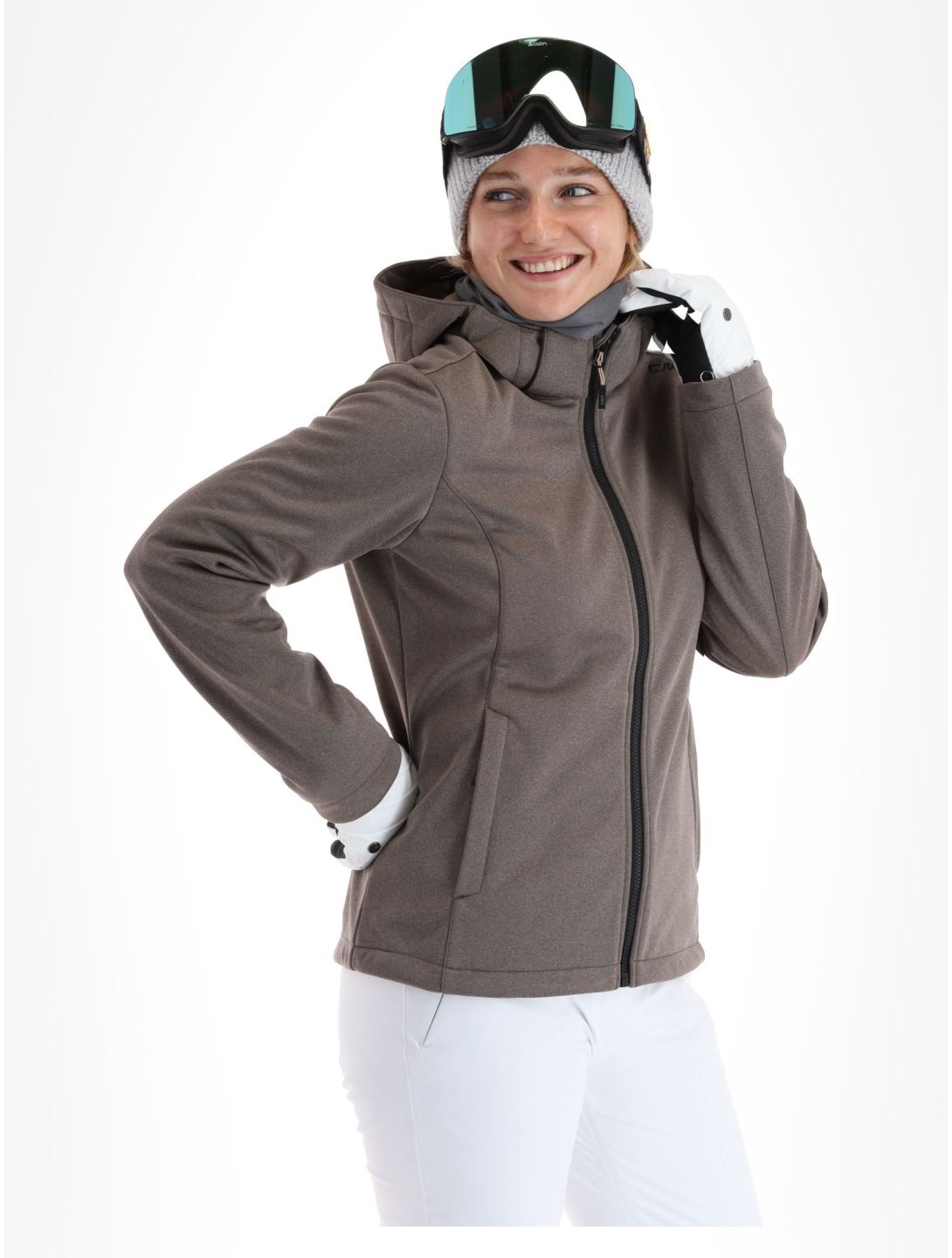 CMP, 39A5006M softshell ski jacket women Sesam Mel Black beige, black 