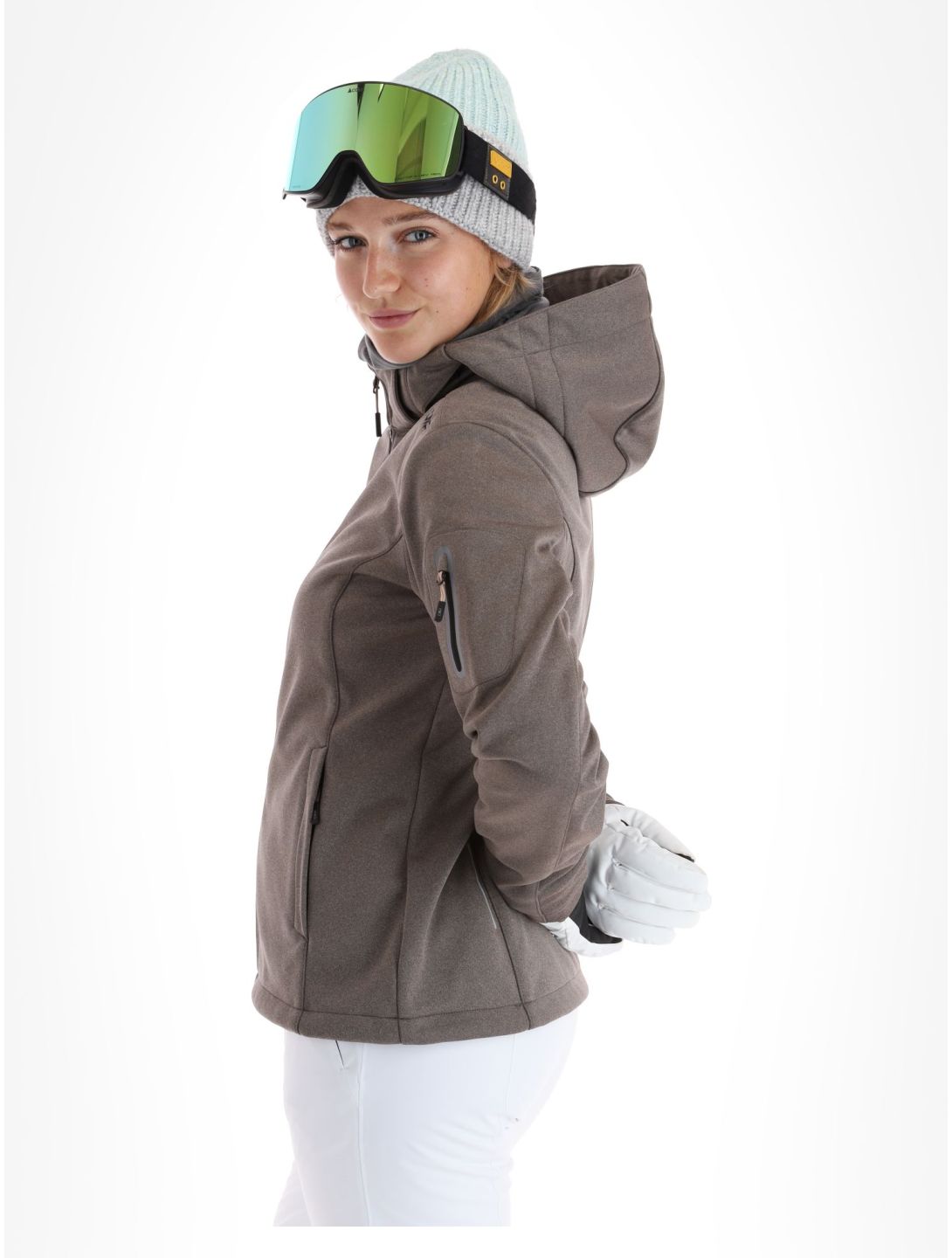 CMP, 39A5006M softshell ski jacket women Sesam Mel Black beige, black 