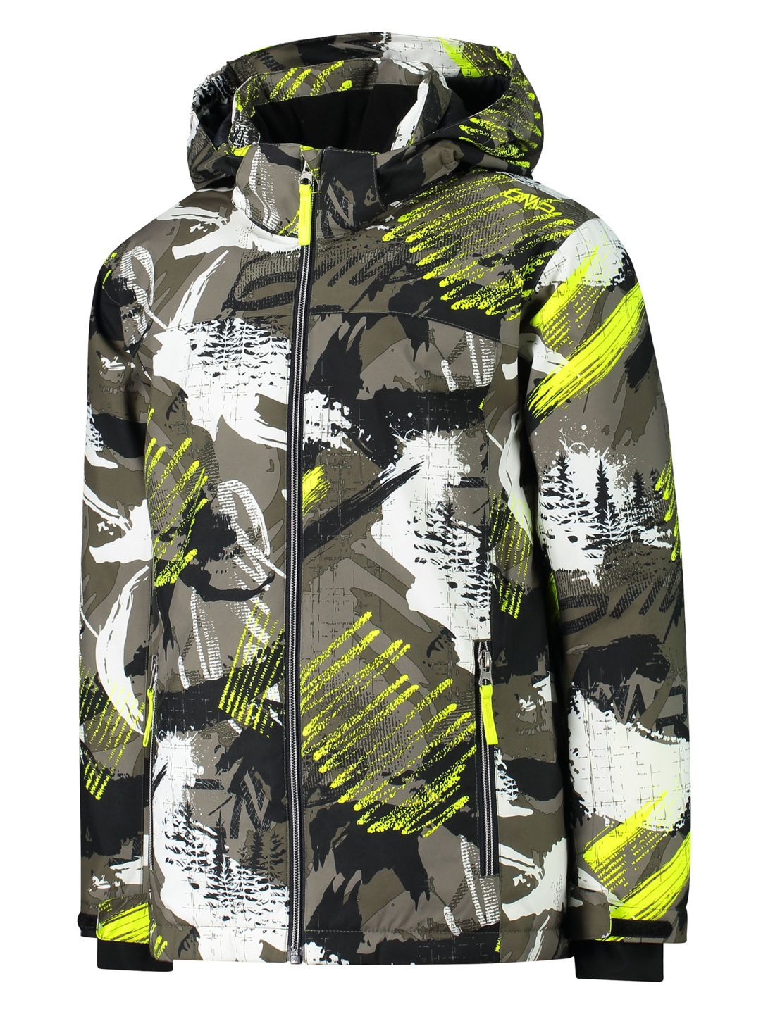 CMP, 39W1924 ski jacket kids Olive / Yellow Fluo green, yellow 